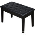 Black Rubber Wood Duet PU Leather Piano Stool